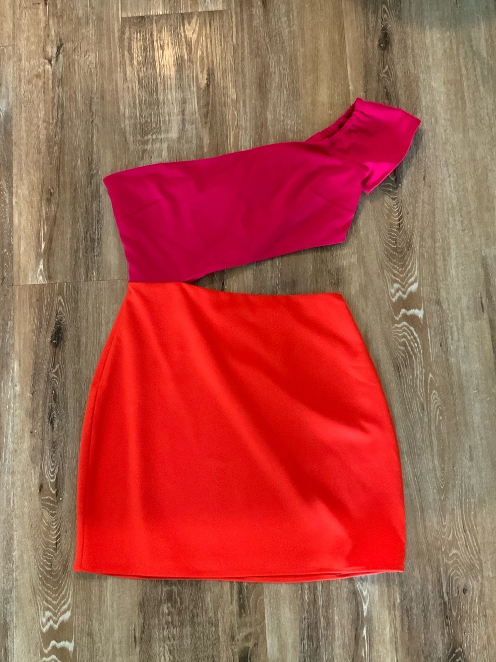 Lovers + Friends Hot Pink & Red Dress Panel